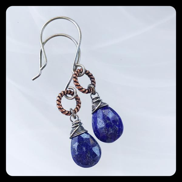 Lapis Lazuli Copper Ring Sterling Silver Earrings picture