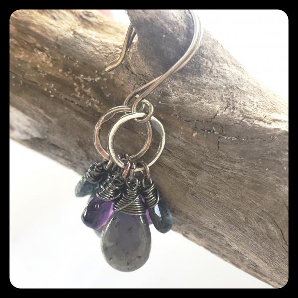 Labradorite, Amethyst, Kyanite Sterling Silver Earrings picture