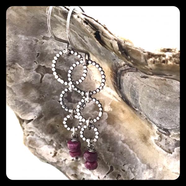 Three Ring Circus Ruby Sterling Silver Earrings picture