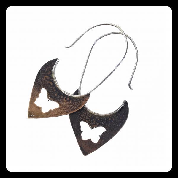 Copper Tooth Earring with Butterfly Silhouette cut out picture