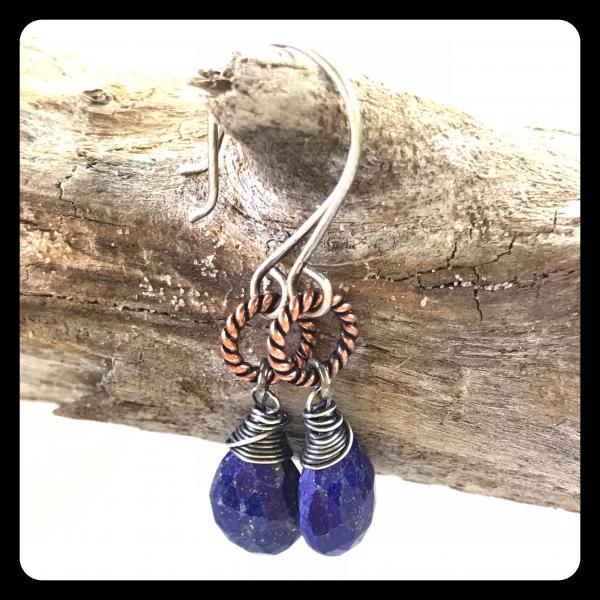 Lapis Lazuli Copper Ring Sterling Silver Earrings picture