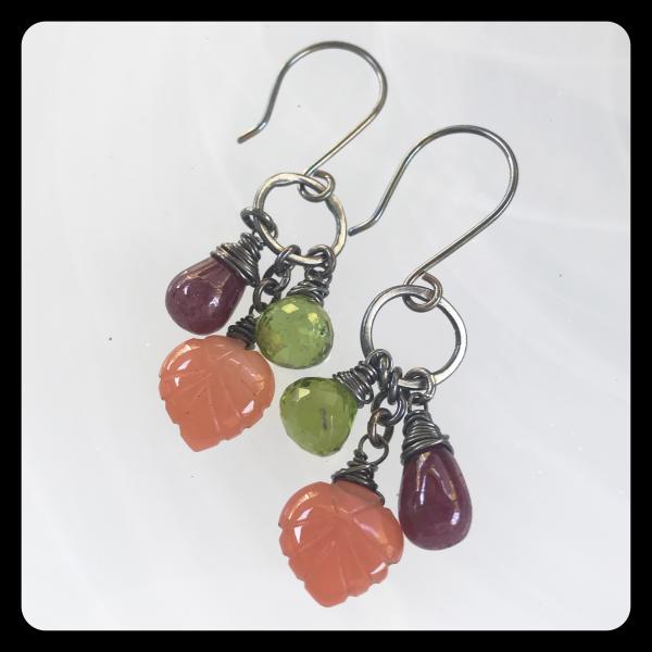 Moonstone Ruby Peridot Sterling Silver Earrings