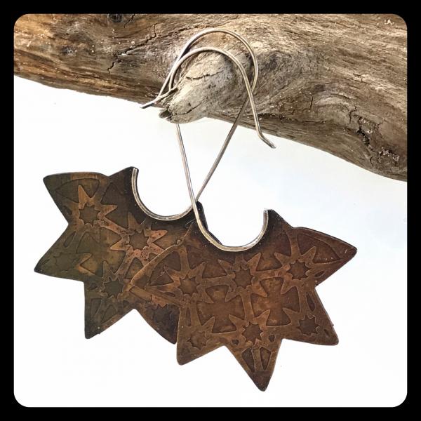 Starburst Fixed Earrings in copper and sterling silver picture
