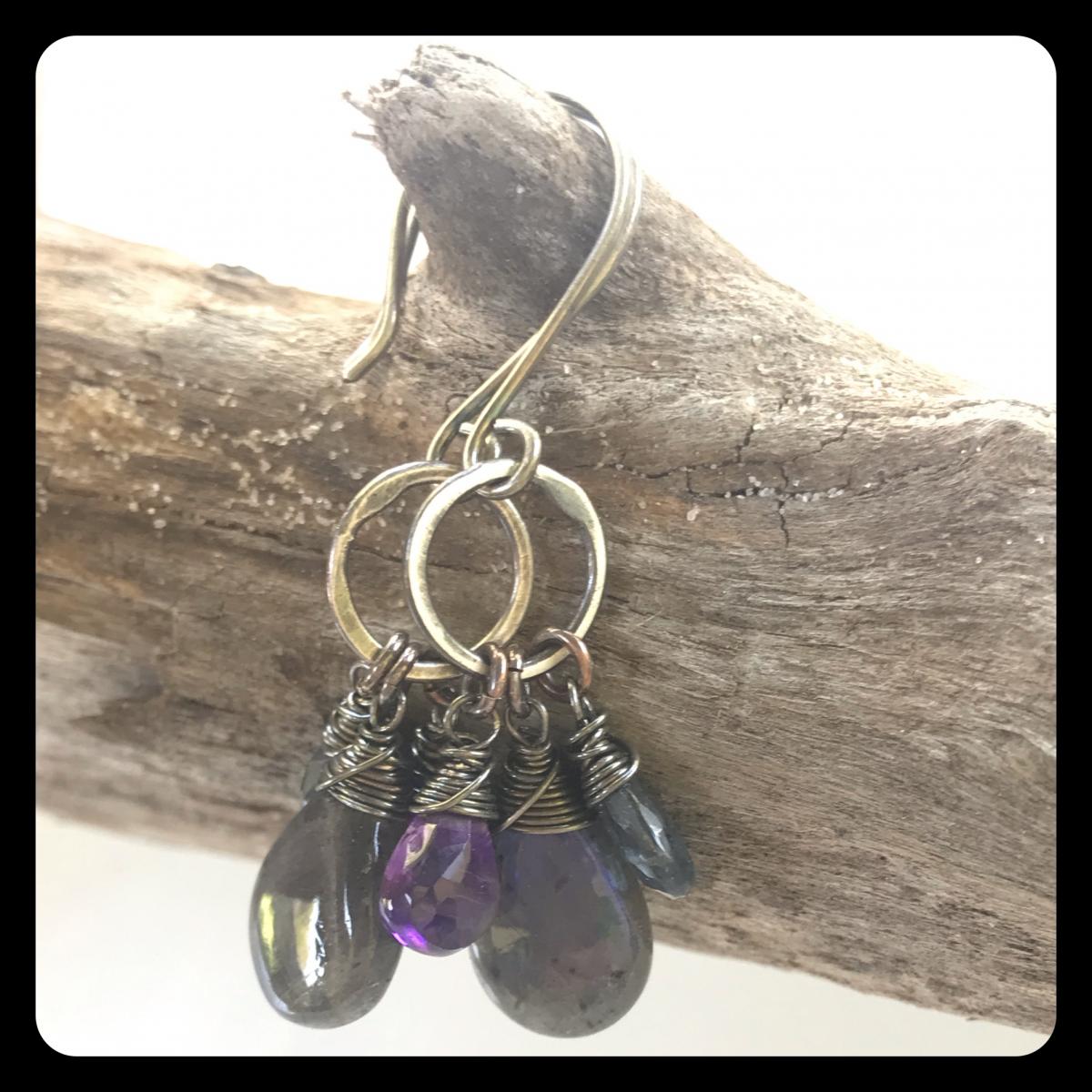 Labradorite, Amethyst, Kyanite Sterling Silver Earrings picture