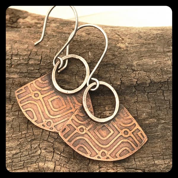 Blade Earrings in copper and sterling silver picture