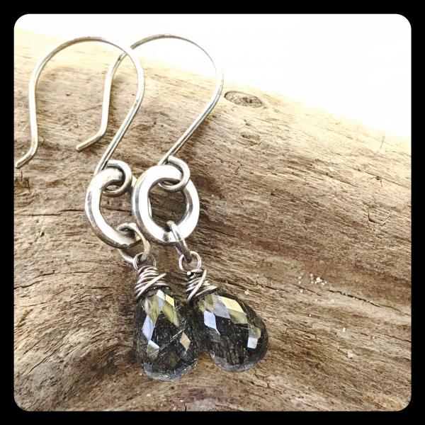 Tourmalinated Quartz Bead Ring Sterling Silver Earrings picture
