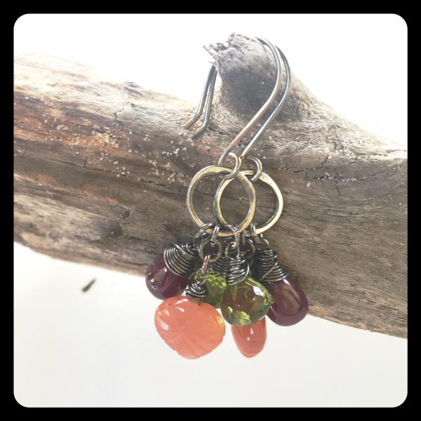 Moonstone Ruby Peridot Sterling Silver Earrings picture