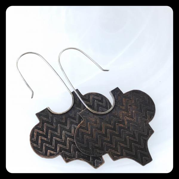 Arabesque Fixed Earrings in copper and sterling silver picture