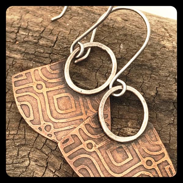 Blade Earrings in copper and sterling silver picture
