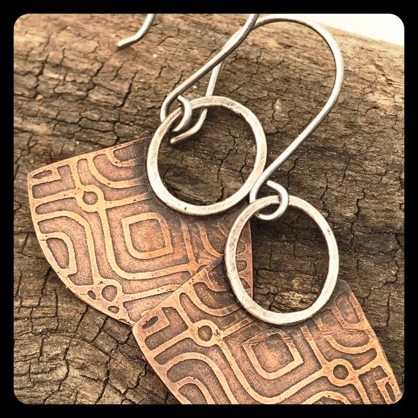 Blade Earrings in copper and sterling silver picture