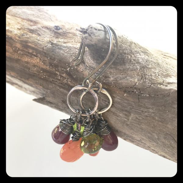 Moonstone Ruby Peridot Sterling Silver Earrings picture