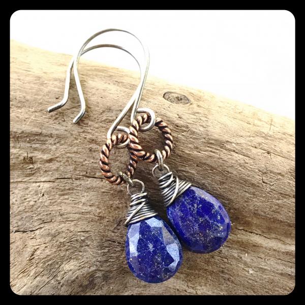 Lapis Lazuli Copper Ring Sterling Silver Earrings picture