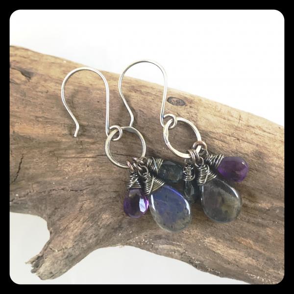 Labradorite, Amethyst, Kyanite Sterling Silver Earrings picture