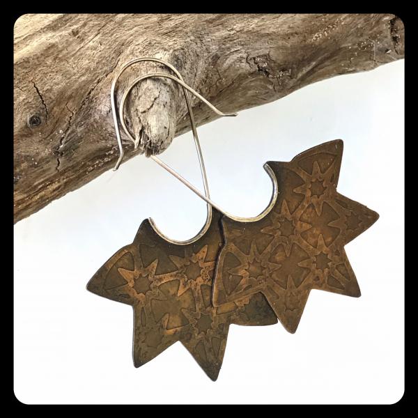 Starburst Fixed Earrings in copper and sterling silver picture