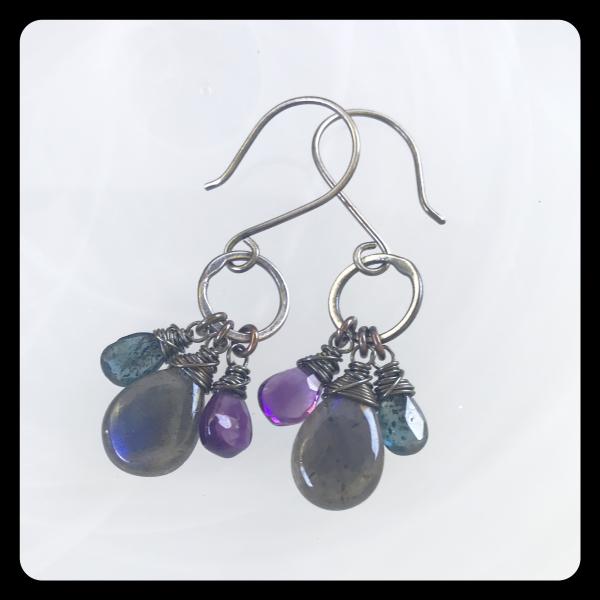 Labradorite, Amethyst, Kyanite Sterling Silver Earrings picture