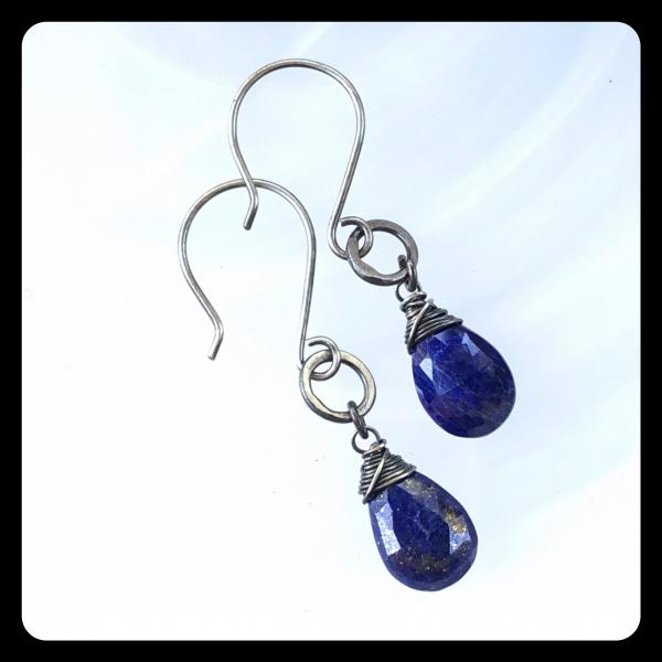 Lapis Lazuli Bead Ring Sterling Silver Earrings picture