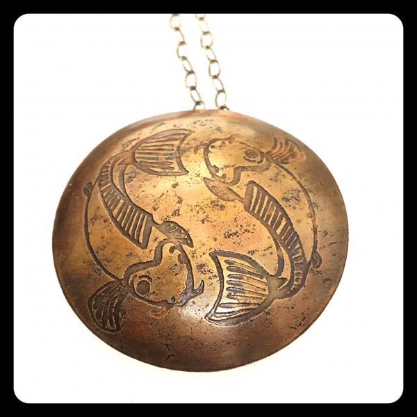 Double Koi Copper Necklace- Pisces symbol picture