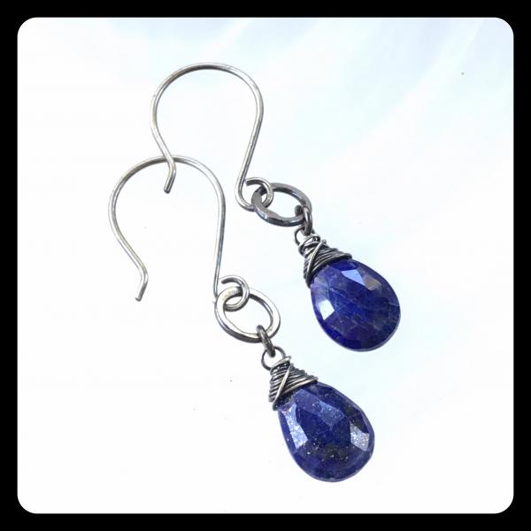 Lapis Lazuli Bead Ring Sterling Silver Earrings picture