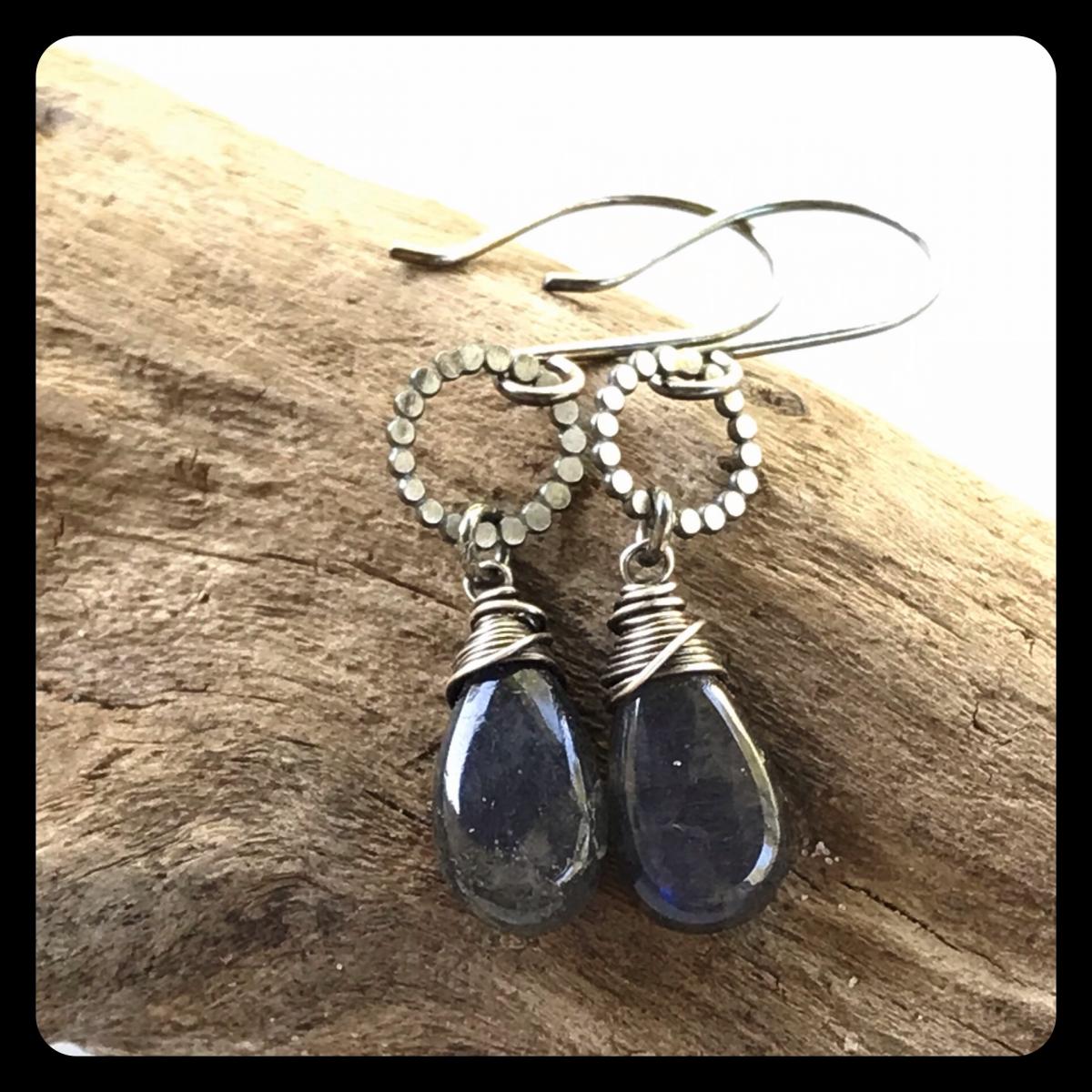 Labradorite Bead Ring Sterling Silver Earrings picture