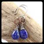 Lapis Lazuli Copper Ring Sterling Silver Earrings