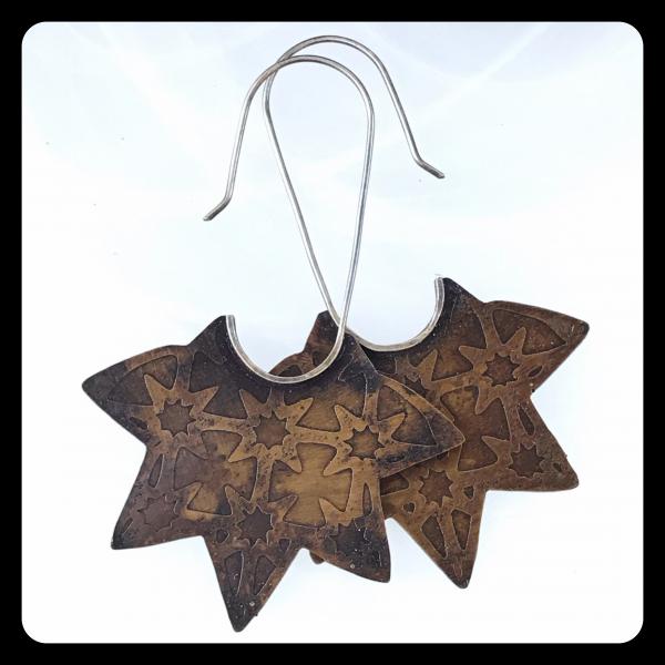 Starburst Fixed Earrings in copper and sterling silver picture