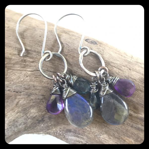 Labradorite, Amethyst, Kyanite Sterling Silver Earrings picture