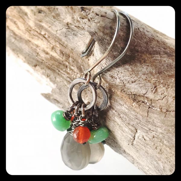 Moonstone Chrysoprase Carnelian Sterling Silver Earrings picture