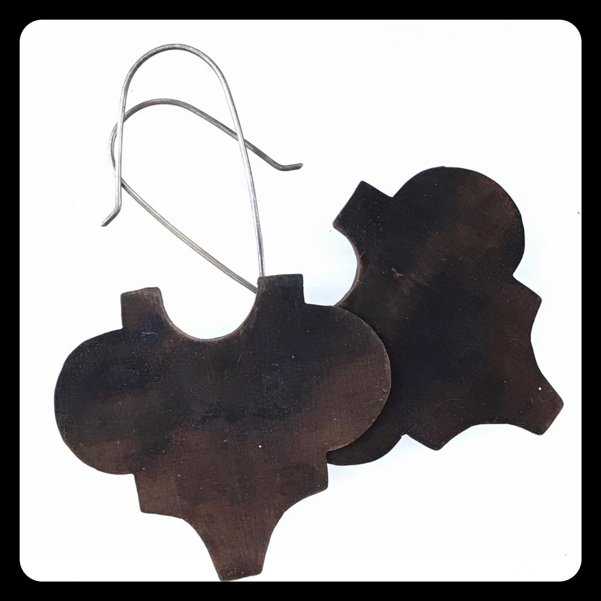 Arabesque Fixed Earrings in copper and sterling silver picture
