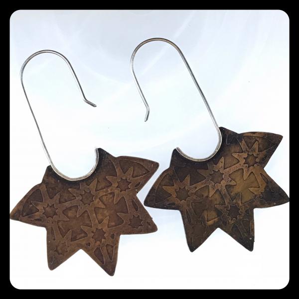 Starburst Fixed Earrings in copper and sterling silver picture