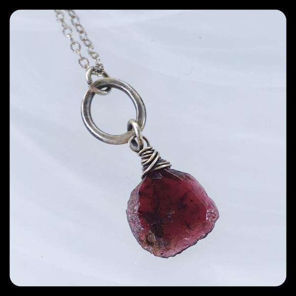 Garnet Crystal Slice Sterling Silver Necklace picture