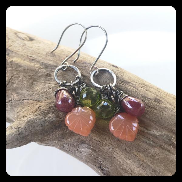 Moonstone Ruby Peridot Sterling Silver Earrings picture