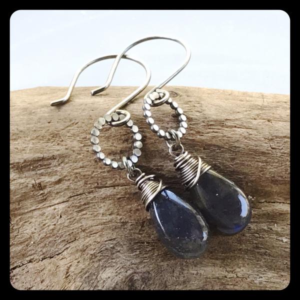 Labradorite Bead Ring Sterling Silver Earrings picture