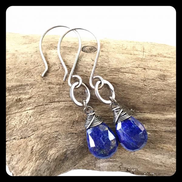 Lapis Lazuli Bead Ring Sterling Silver Earrings