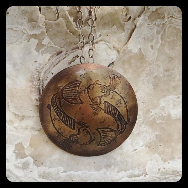 Double Koi Copper Necklace- Pisces symbol picture