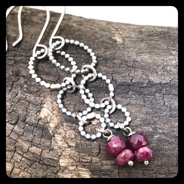 Three Ring Circus Ruby Sterling Silver Earrings