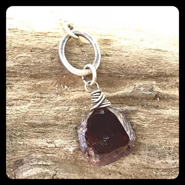 Garnet Crystal Slice Sterling Silver Necklace picture