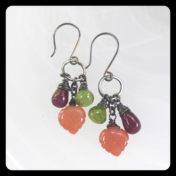 Moonstone Ruby Peridot Sterling Silver Earrings picture