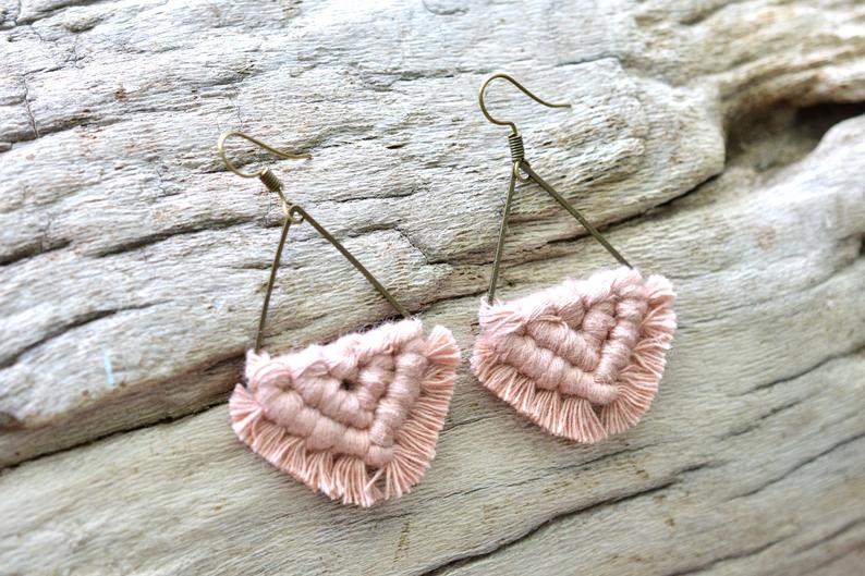 Small Blush Macrame Earrings picture