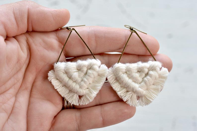 Natural Triangle Macrame Earrings picture