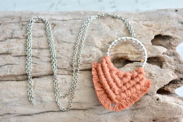 Terracotta Beaded Macrame Necklace picture