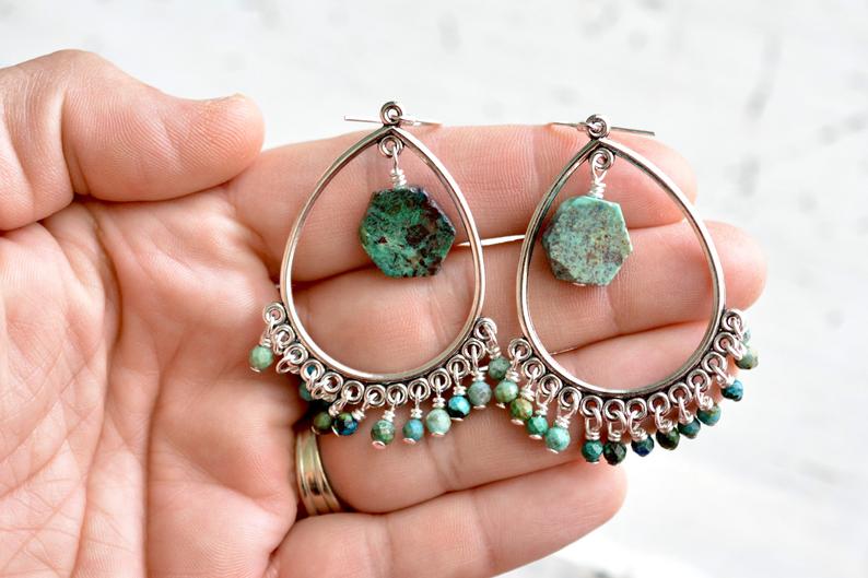 Chrysocolla Chandelier Earrings picture