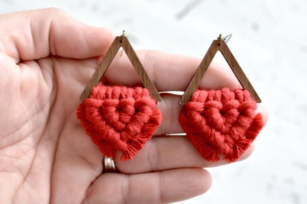 Red Macrame Earrings picture