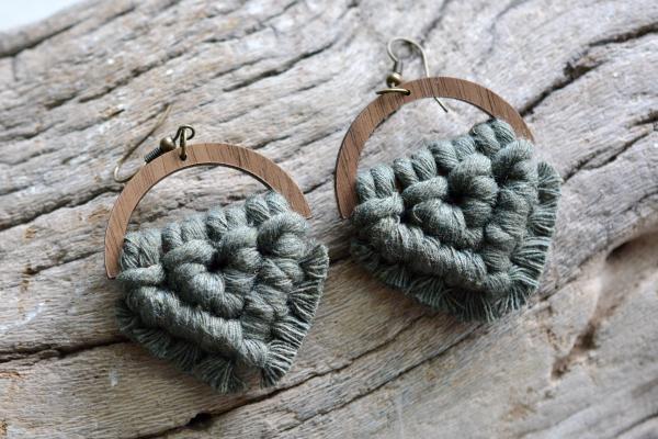 Army Green Macrame Earrings picture