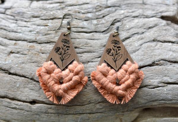 Terracotta Floral Macrame Earrings