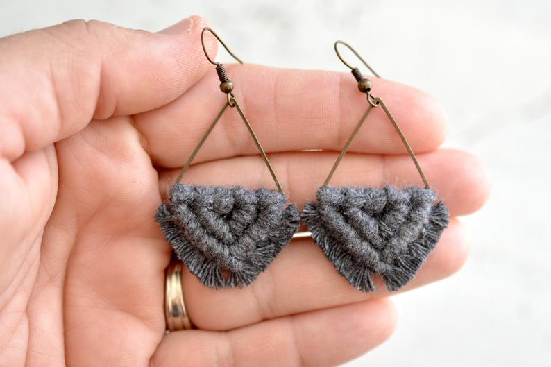 Small Gray Macrame Earrings picture