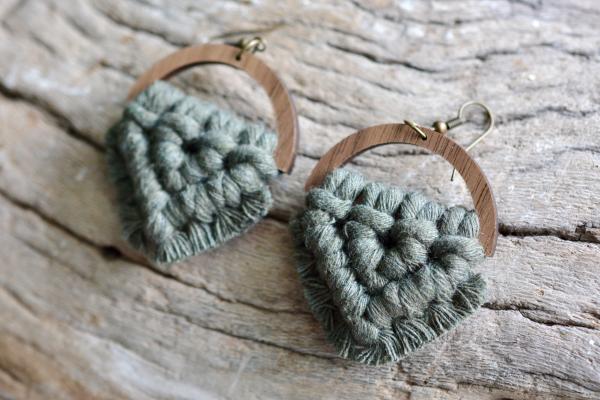 Army Green Macrame Earrings picture
