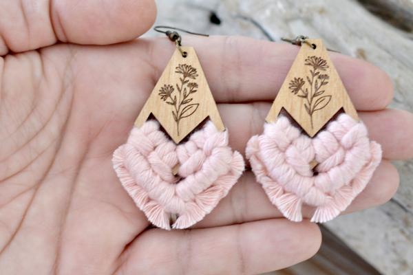 Rose Floral Macrame Earrings picture