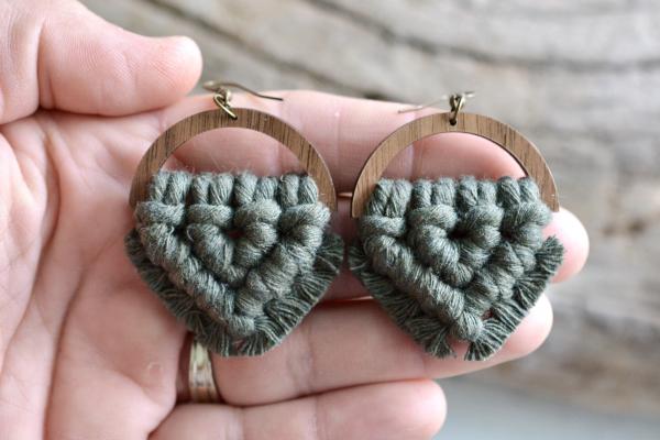 Army Green Macrame Earrings