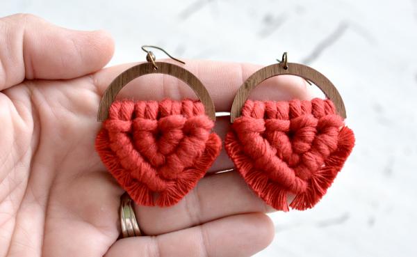 Red Macrame Earrings picture