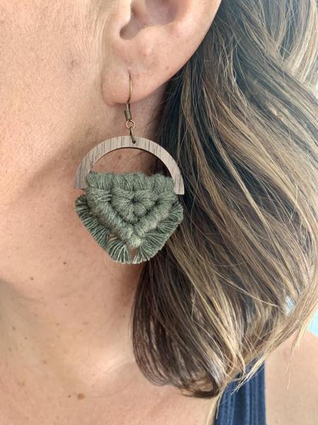 Army Green Macrame Earrings picture